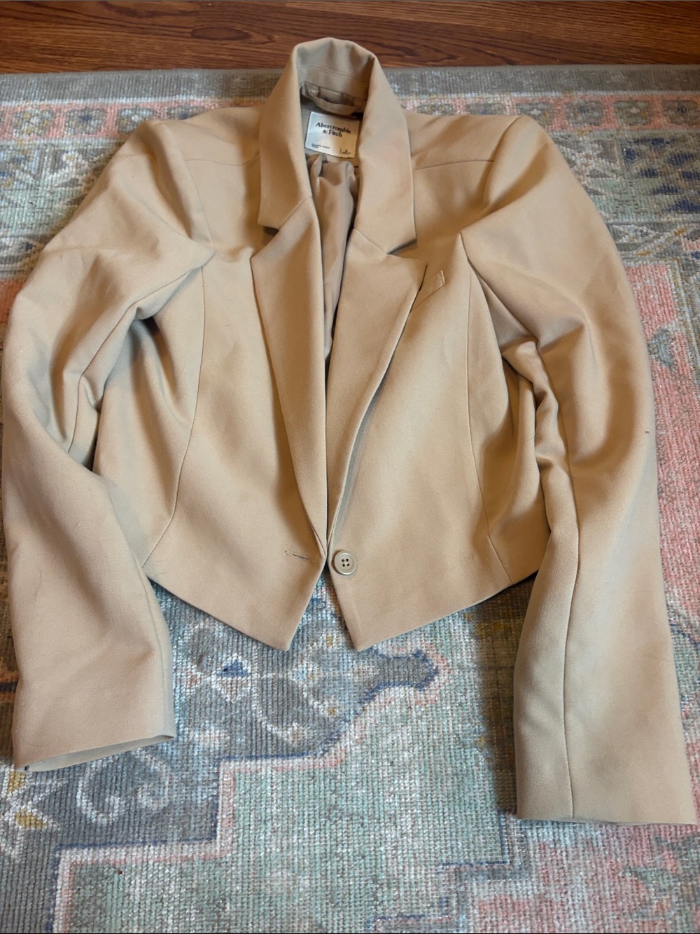 Abercrombie & Fitch Cropped Tan Blazer Jacket
